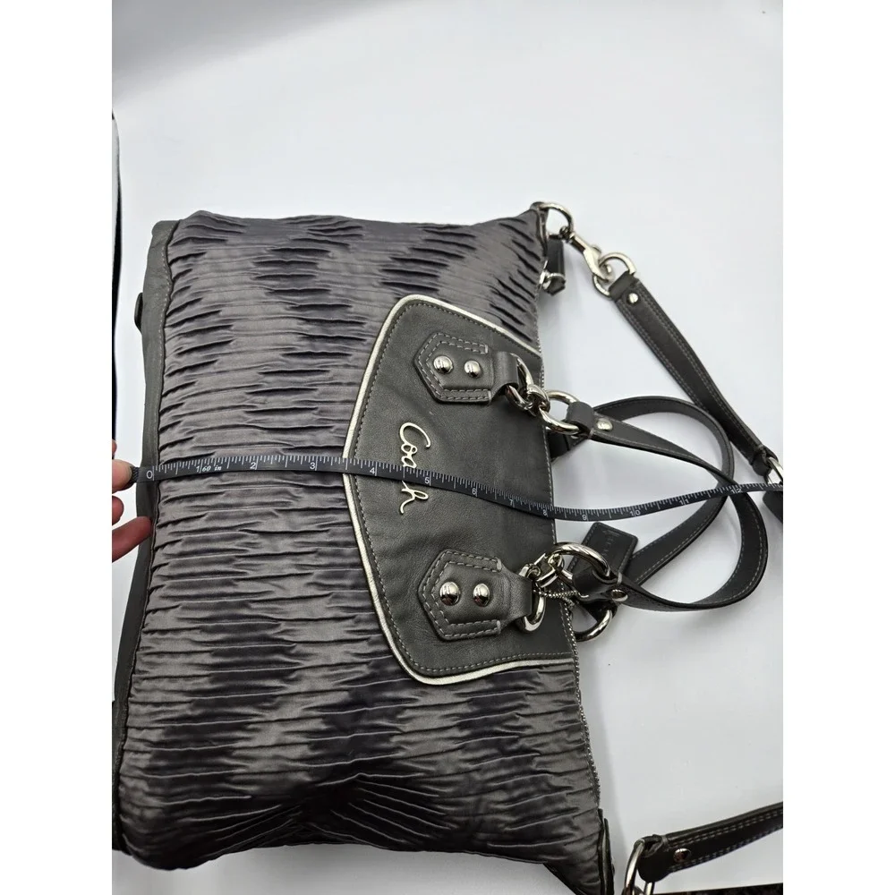 Coach Ashley Gathered Satin Satchel Bag Gray
